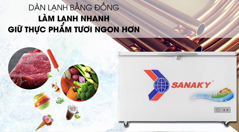 Dàn lạnh bằng đồng - Tủ đông Sanaky VH-4099A1 Dàn lạnh bằng đồng - Tủ đông Sanaky VH-4099A1
