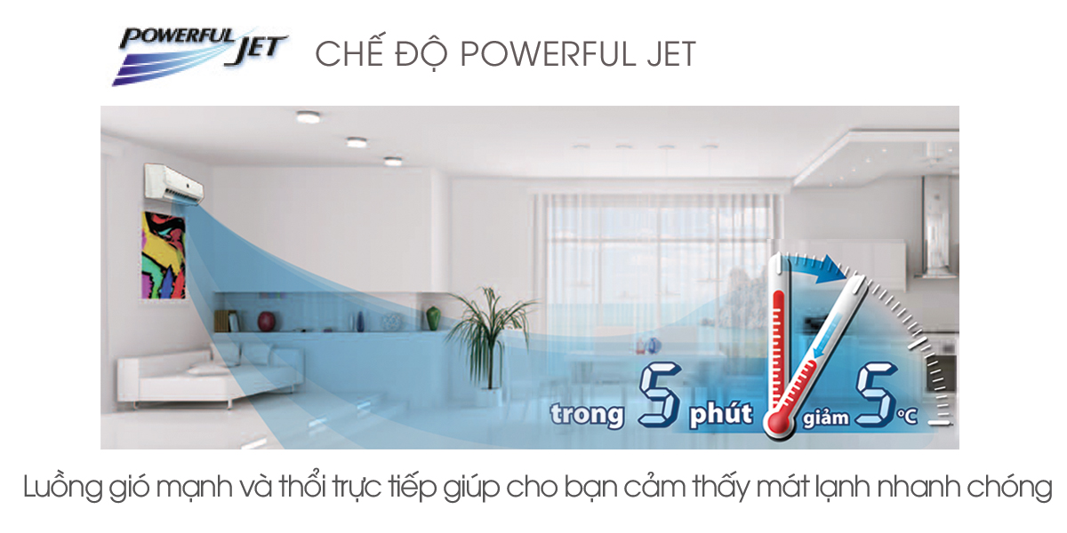 Công nghệ Powerful Jet đáp ứng nhu cầu làm lạnh nhanh chóng của cả gia đình