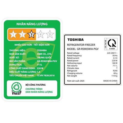  Tủ lạnh TOSHIBA Inverter 711 lít GR-RS905WIA-PGV(22)-XK 