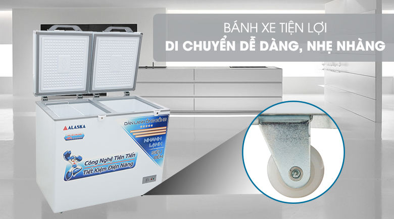 Di chuyển dễ dàng với 4 bánh xe - Tủ đông Alaska 250 lít BCD-3068C