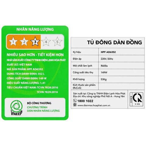  Tủ đông HÒA PHÁT HPF AD6352 (352 Lít) 