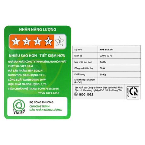  Tủ đông HÒA PHÁT Inverter HPF BD8271 (271 Lít) 