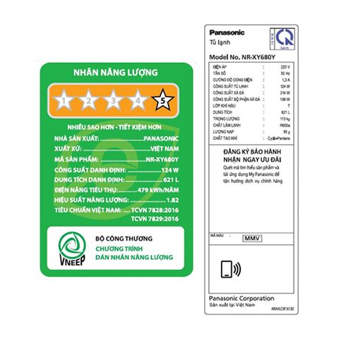  Tủ lạnh PANASONIC Inverter 621 lít NR XY680YMMV 