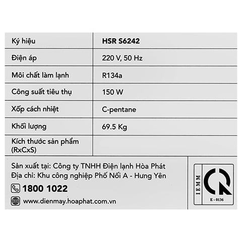  Tủ mát HÒA PHÁT HSR S6242 (242 Lít) 