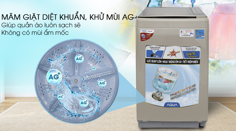 Máy giặt Aqua Inverter 9 kg AQW-D900BT N - Mâm giặt được tích hợp Nano Ag+