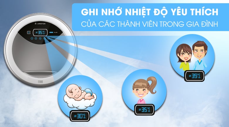 Tính năng ghi nhớ các chế độ yêu thích - Máy nước nóng Ariston RT45E-VN - 4.5 kW