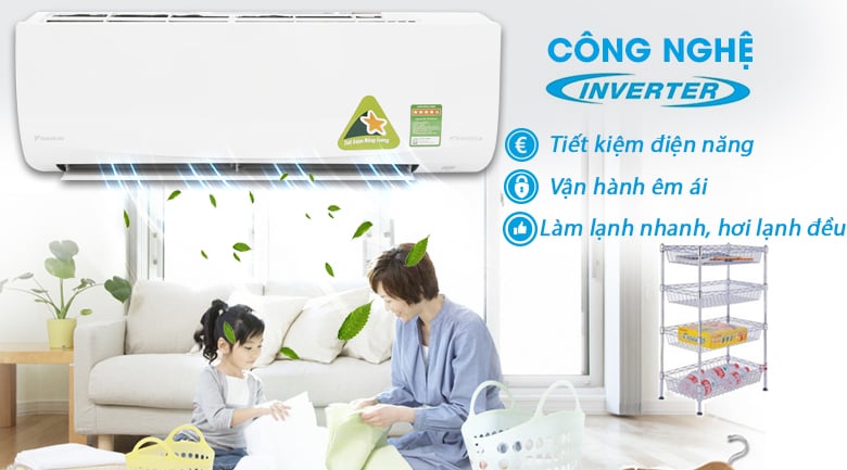 Công nghệ Inverter - Máy lạnh Daikin Inverter 1.5 HP FTKQ35SAVMV