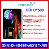 Sim Vinaphone U1500 DATA 500GB/tháng