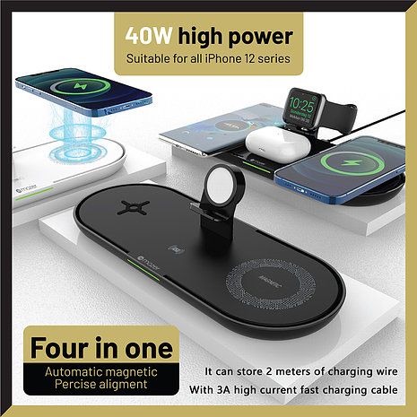 Đế Sạc Không Dây Mazer Mag.DESK Quad 4-in-1 MagSafe