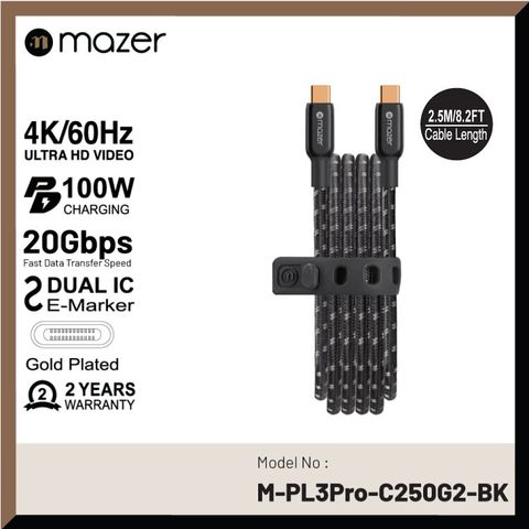  Cáp Mazer Infinite LINK 3 Pro Cable USB-C TO USB-C HDMI4K/60Hz (2.5m) 
