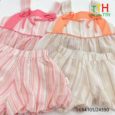  Set Áo 2 Dây Nơ Ngực Quần Bí 1-6t 