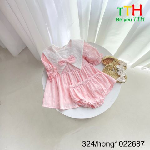  Đầm cổ sen+chíp 3M-24M 