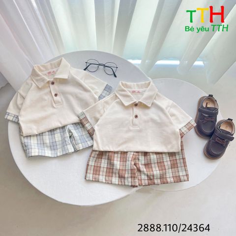  Set Áo Polo + Quần Caro 2-8t 