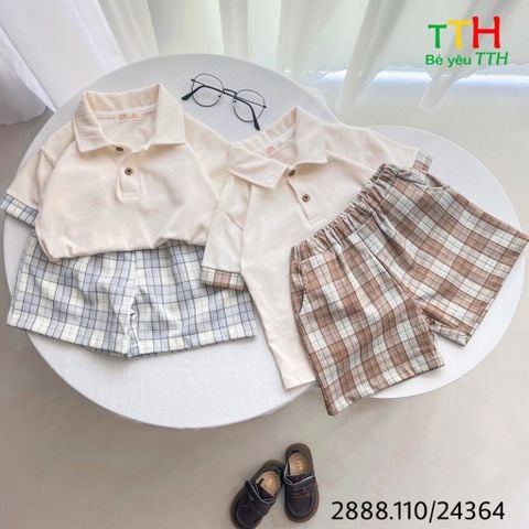  Set Áo Polo + Quần Caro 2-8t 