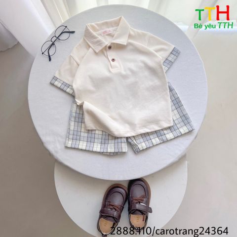  Set Áo Polo + Quần Caro 2-8t 