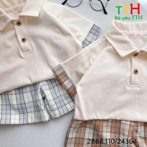  Set Áo Polo + Quần Caro 2-8t 