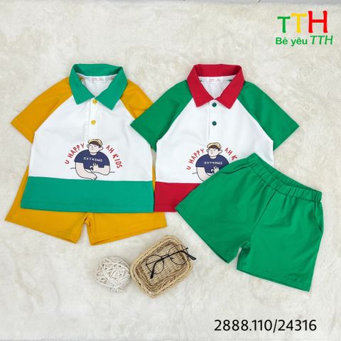  Set Thun Bé Trai Phối 3 Màu 2-8 