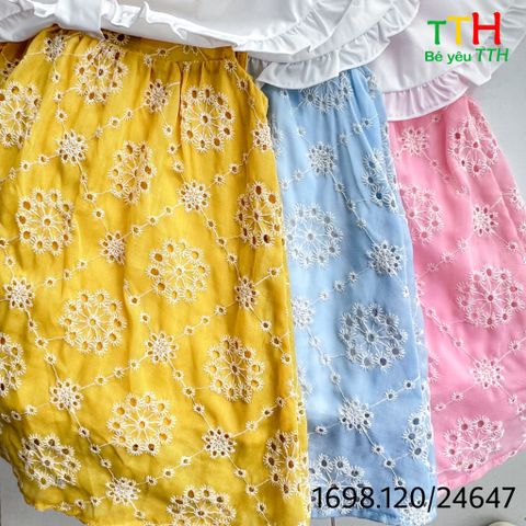  Đầm cổ bèo phối cho bé 1-6t 