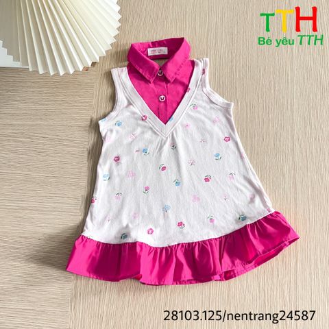  Đầm sơ mi phối bé gái từ 2-8t 