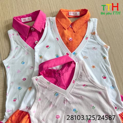 Đầm sơ mi phối bé gái từ 2-8t 