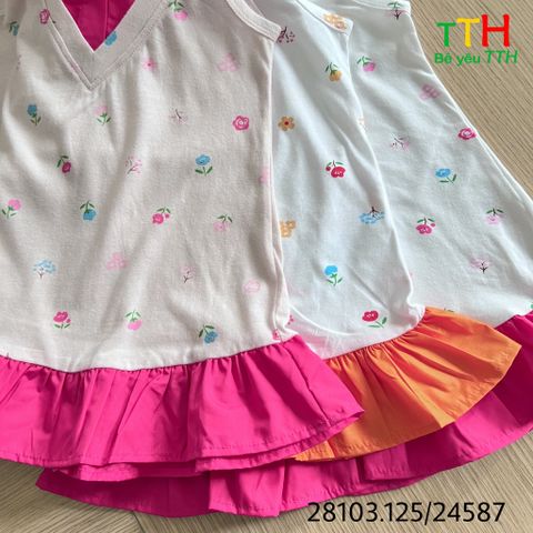  Đầm sơ mi phối bé gái từ 2-8t 