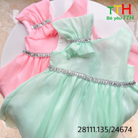  Đầm Tiệc Lệch Vai Phối Bông 2-8 