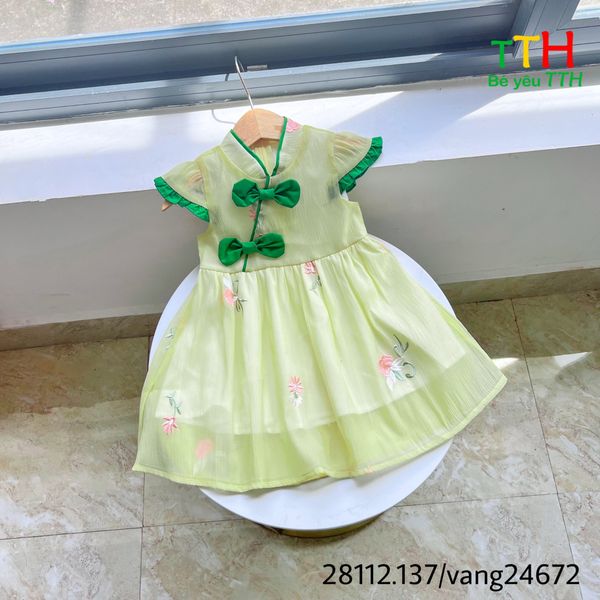  Đầm cổ tàu phối cho bé 2-8 