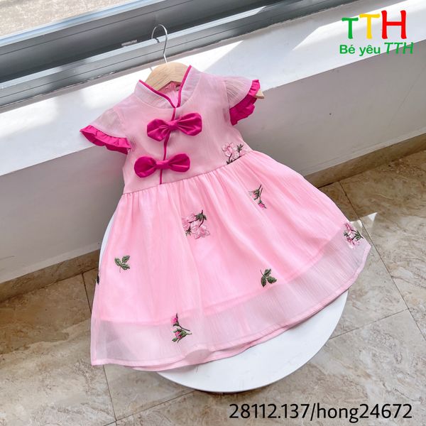  Đầm cổ tàu phối cho bé 2-8 