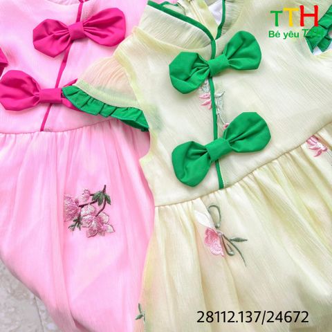  Đầm cổ tàu phối cho bé 2-8 