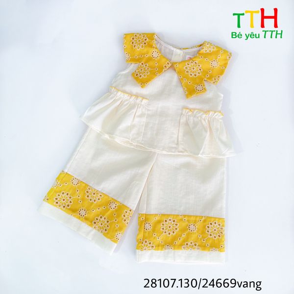  SÉT BÉ GÁI CỔ SEN+ QUAN DÀI PHỐI REN 2-8 