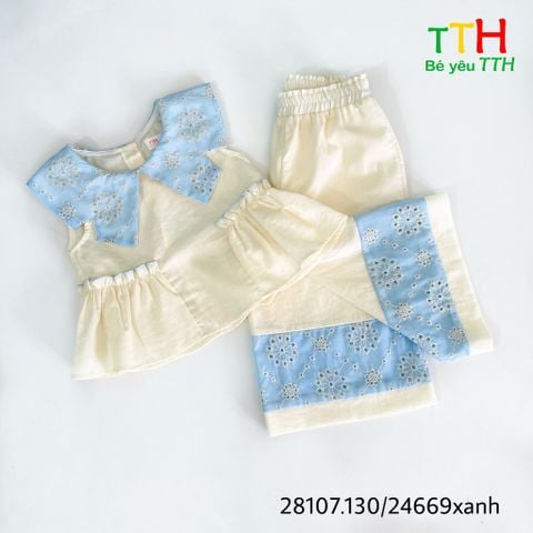  SÉT BÉ GÁI CỔ SEN+ QUAN DÀI PHỐI REN 2-8 