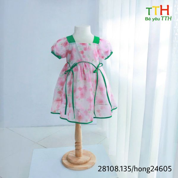  Đầm tà cong phối cho bé gái 2-8t 