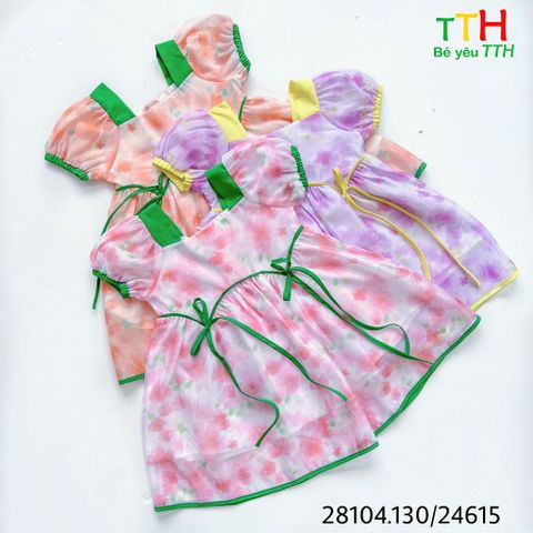 Đầm tà cong phối cho bé gái 2-8t 