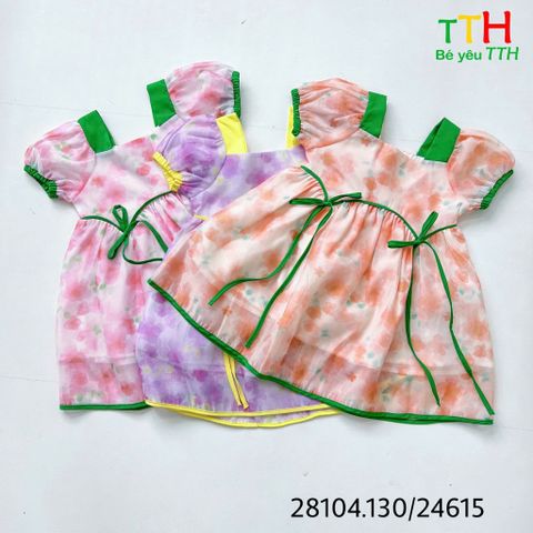  Đầm tà cong phối cho bé gái 2-8t 
