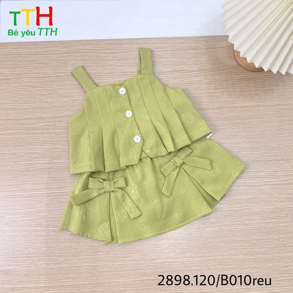  set bé gái 2 dây, xếp ly thân + váy 2-8 