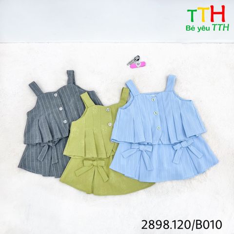  set bé gái 2 dây, xếp ly thân + váy 2-8 