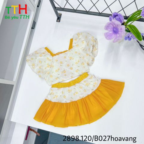  Set áo tay bí + váy cho bé gái 2-8 