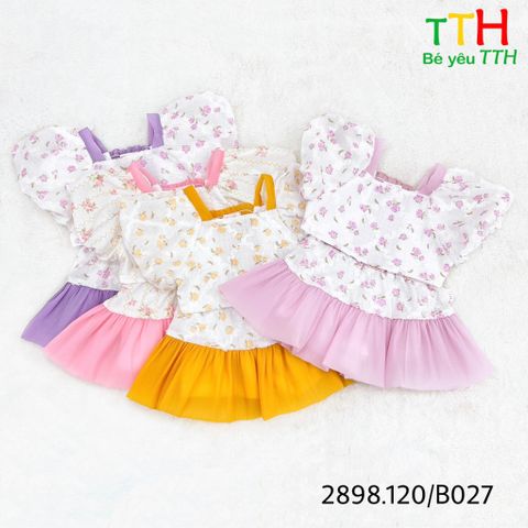  Set áo tay bí + váy cho bé gái 2-8 