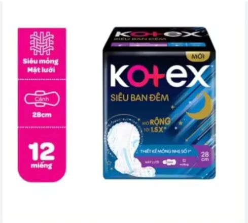 Băng Vệ Sinh KOTEX Siêu Mỏng Ban Đêm 28cm