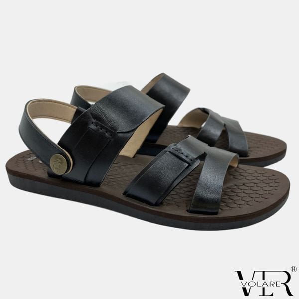  DÉP SANDAL NAM QUAI CHÉO DA BÒ CAO CẤP VLR VOLARE 