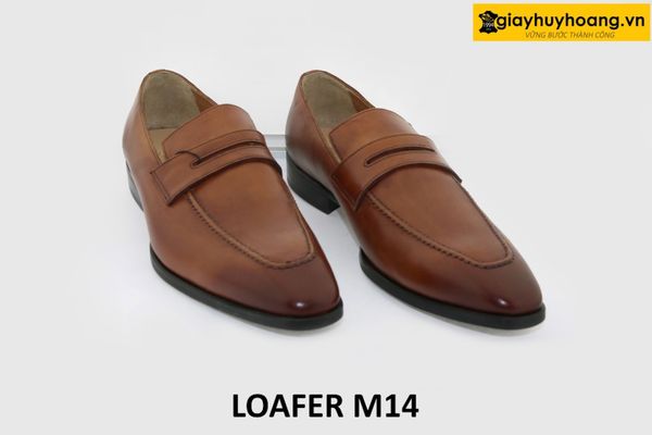  [Size 40+41+42] Giày lười nam mũi vuông màu bò loafer M14 