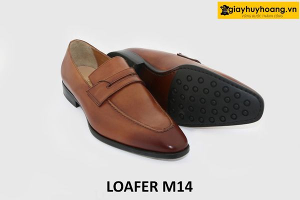  [Size 40+41+42] Giày lười nam mũi vuông màu bò loafer M14 