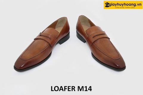  [Size 40+41+42] Giày lười nam mũi vuông màu bò loafer M14 
