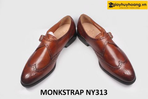  Giày da nam không buộc dây cao cấp Wingtips Monkstrap NY313 