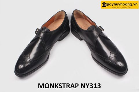  Giày da nam 1 khóa đục lỗ Brogues Wingtips Monkstrap NY313 