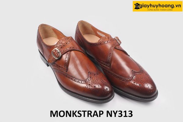 Giày da nam không buộc dây cao cấp Wingtips Monkstrap NY313 