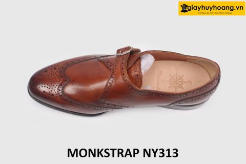  Giày da nam không buộc dây cao cấp Wingtips Monkstrap NY313 