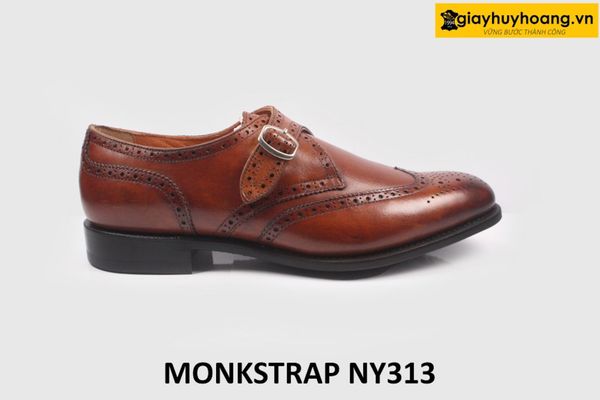  Giày da nam không buộc dây cao cấp Wingtips Monkstrap NY313 