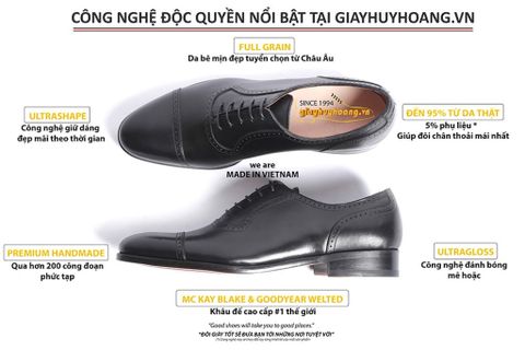  [Size 44] Giày da nam đẹp trẻ trung màu đen Oxford T06 