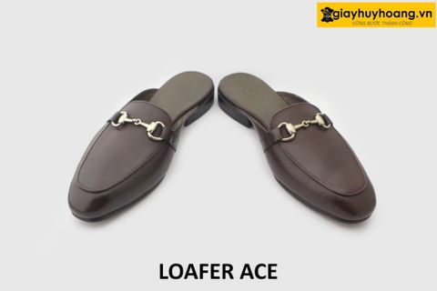  [Outlet size 40] Dép da nam không gót phong cách loafer ACE 